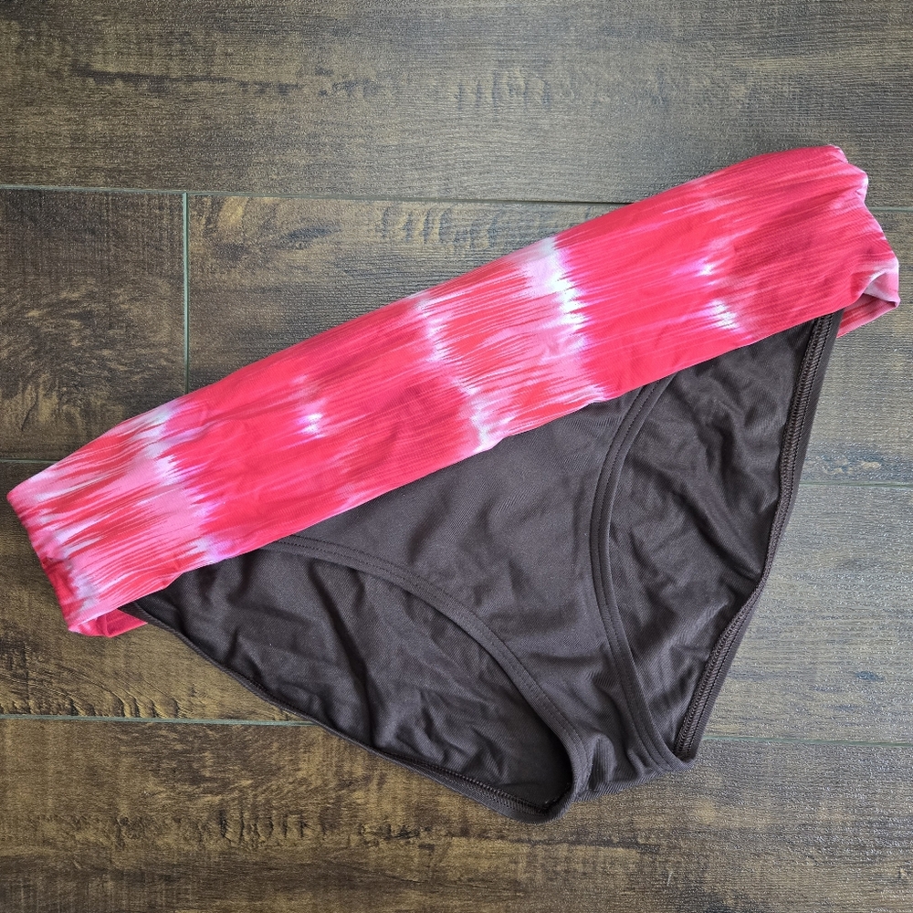 La Blanca Pink Brown Fold-over Bikini Bottoms Size 10